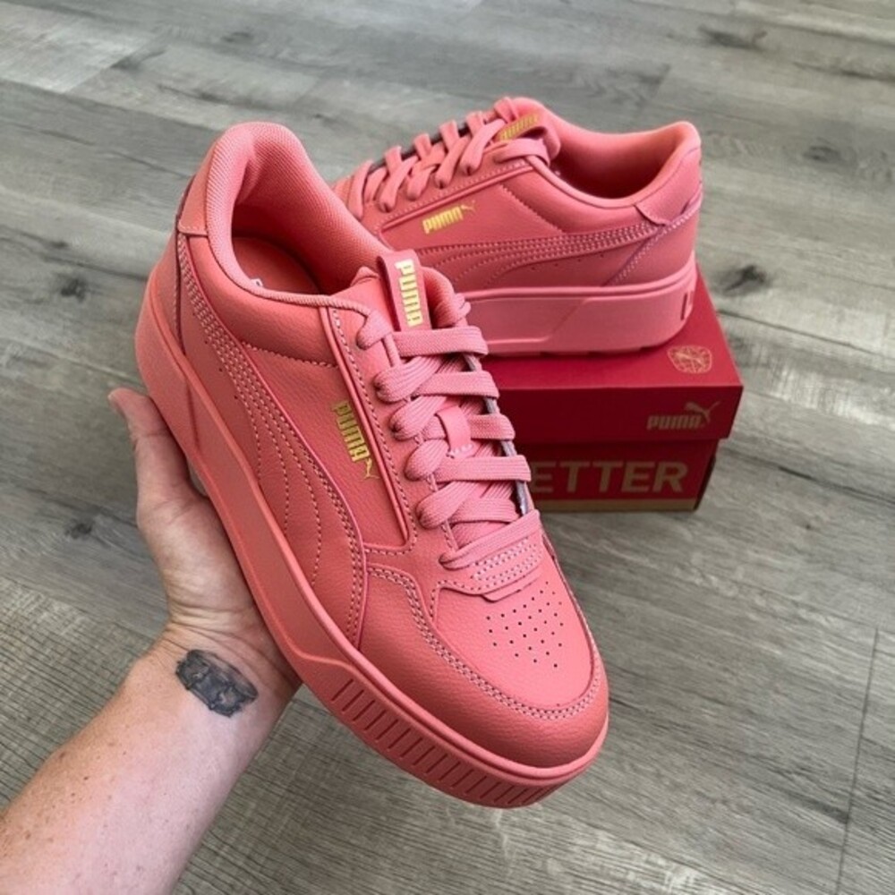 Puma Karmen Rebelle Platform Sneaker Hibiscus Flower/Gold-Pink-size 8.5-NEW!!